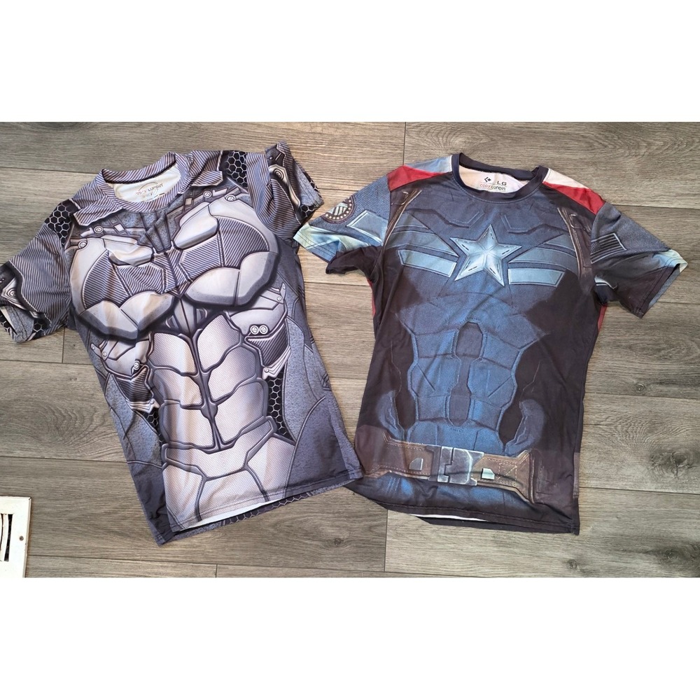 Cody Lundin Mens Large Compression Shirt Lot Multicolor Superhero Armor Gym 2pc